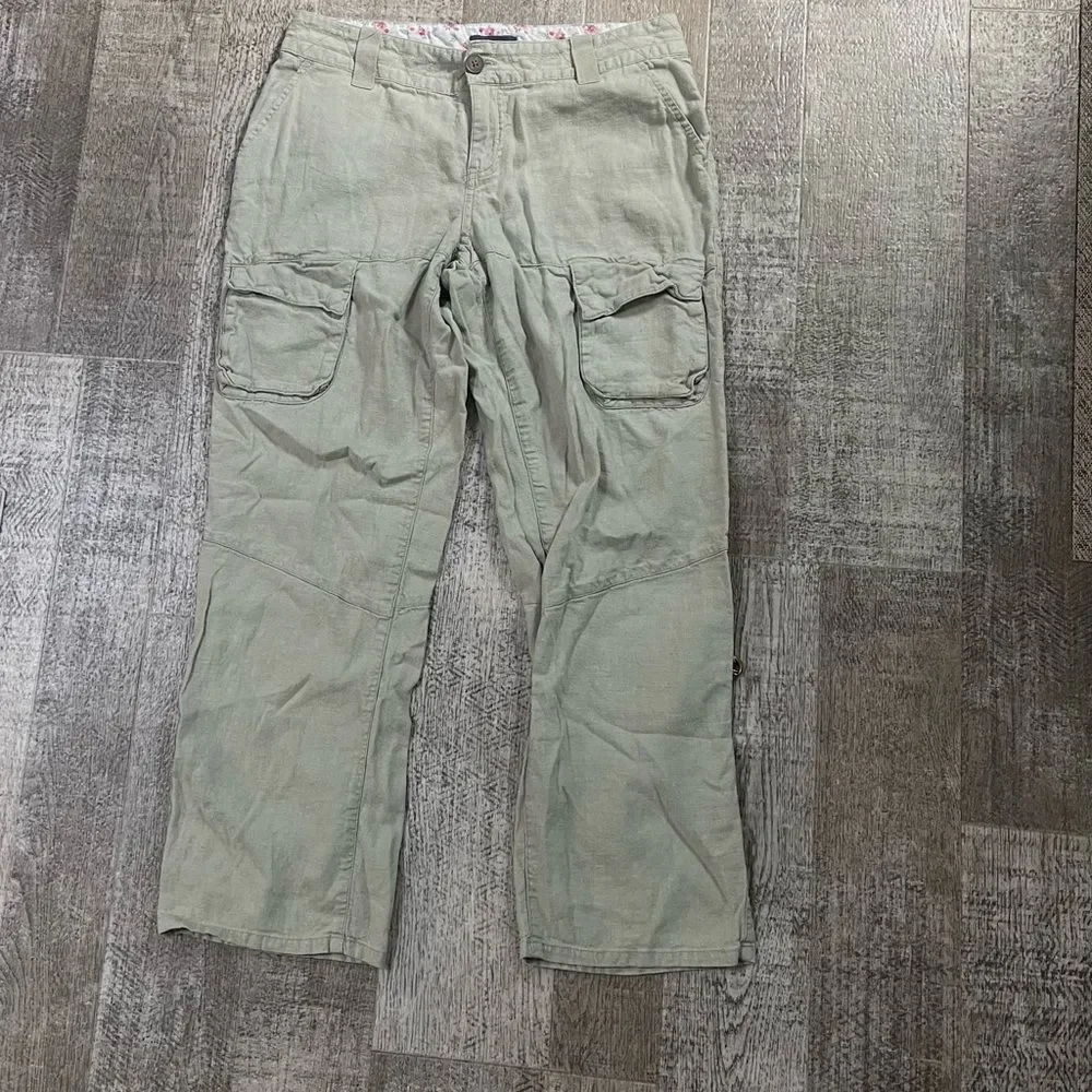 EUC Big Girls size 16 Ralph Lauren Linen Pants Light khaki green